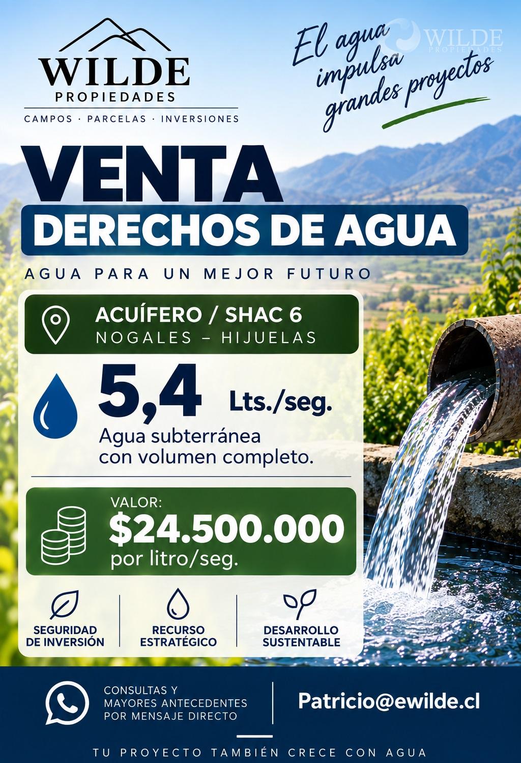 VENTA DERECHOS DE AGUA SUBTERRANEA